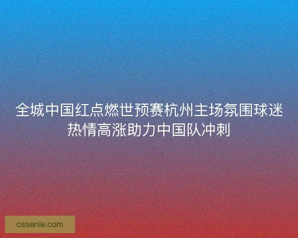 全城中国红点燃世预赛杭州主场氛围球迷热情高涨助力中国队冲刺